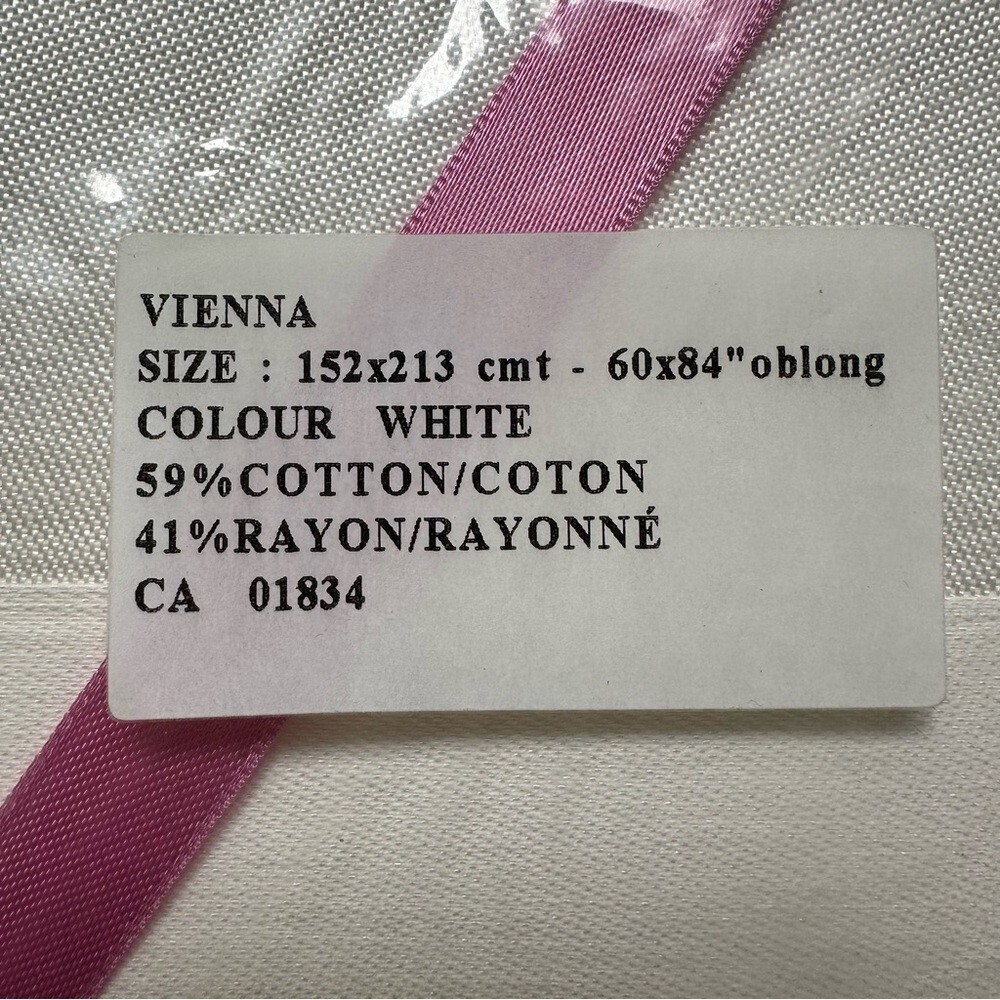 NOS NWT Vintage Home Studio Damask White Tablecloth - 62" by 84" Rectangular - Picture 2 of 7